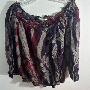 Matty M Red and Purple off the Shoulder Blouse